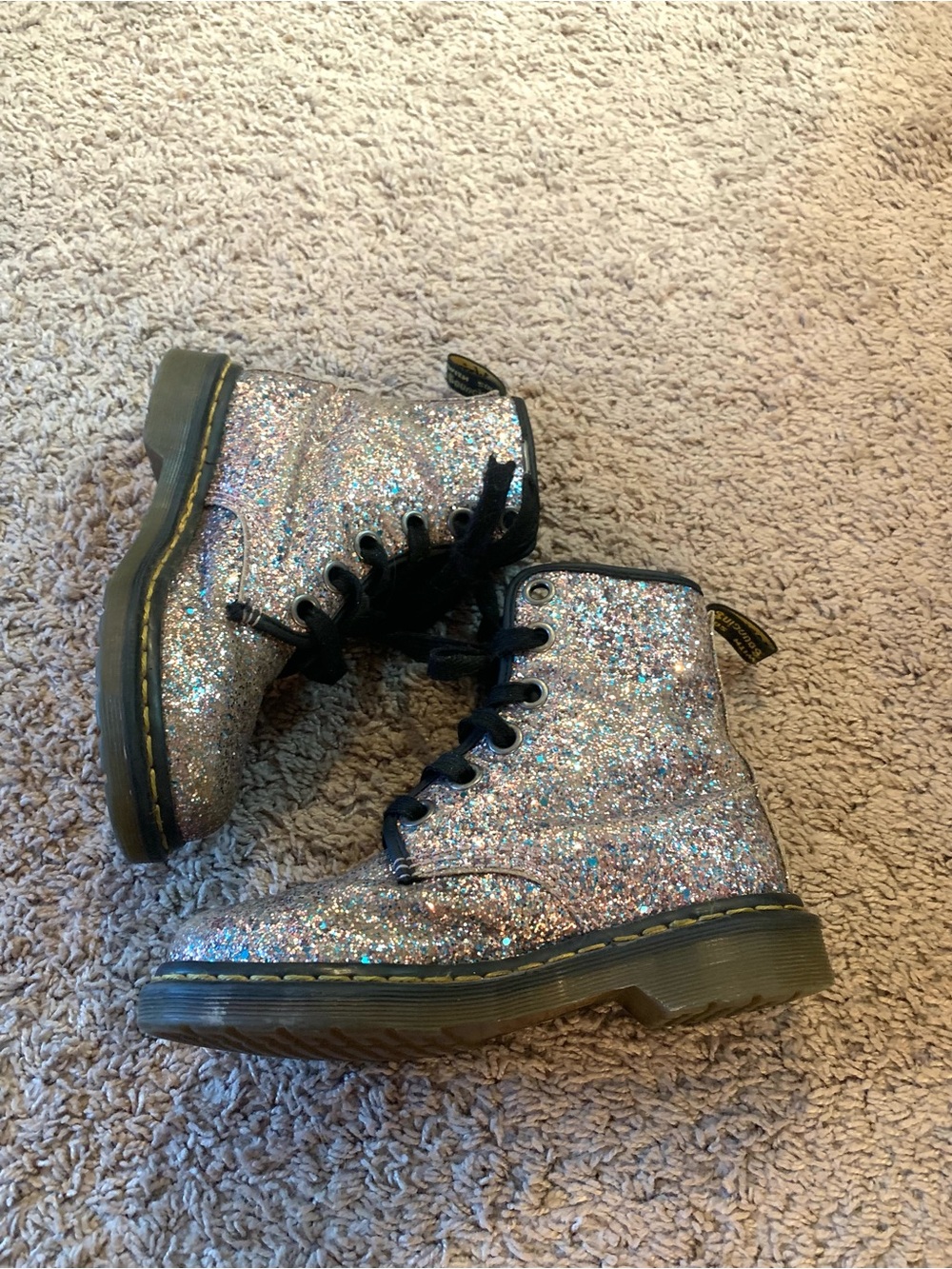 Dr. Martens 1460 Farrah Multi-Blue Glitter Lace-Up Ankle Boots - Picture 9 of 16
